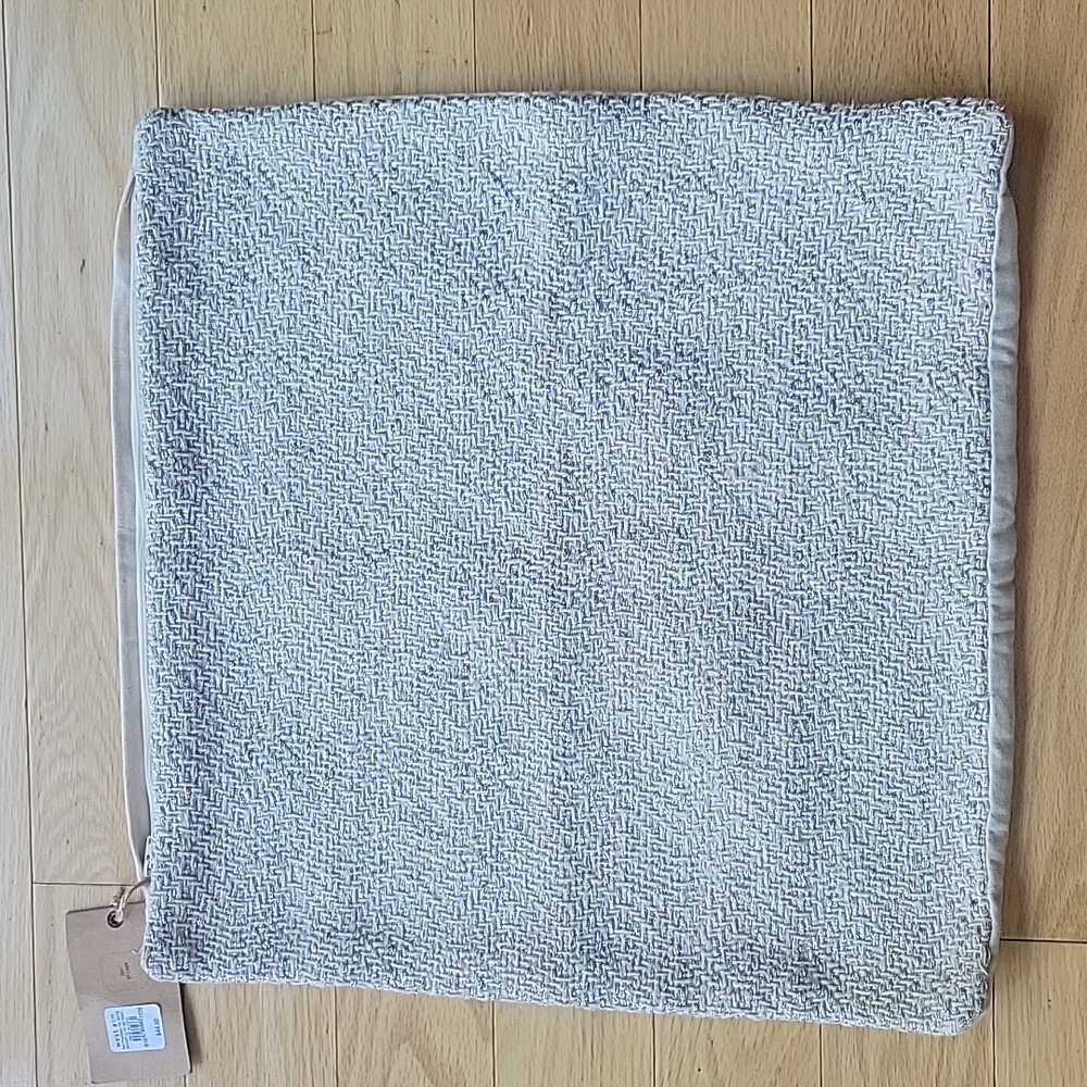 West Elm Hand Crafted Silver Metallic Yarn And Cotton Pillow Cover